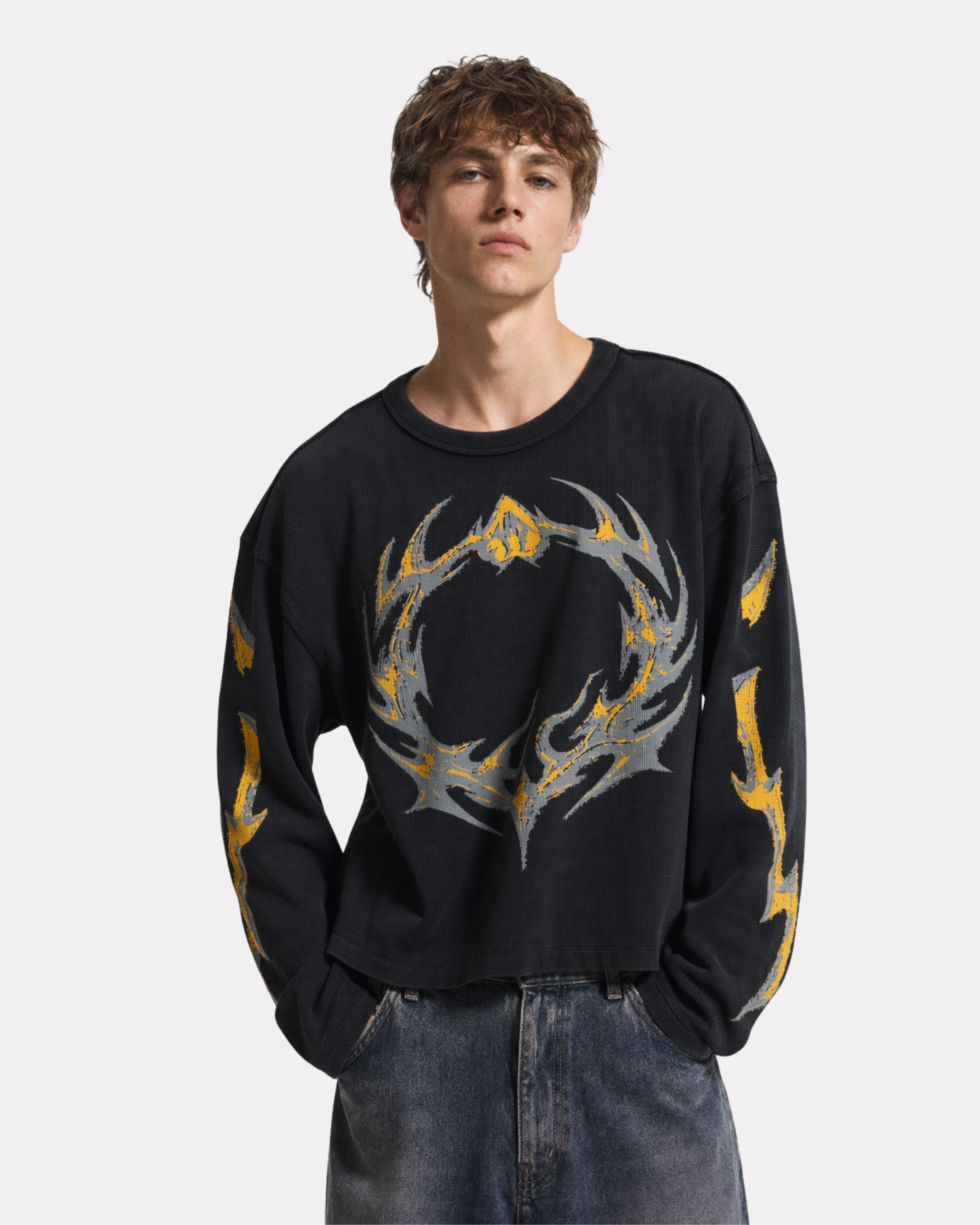 Flame Knit Waffle Black