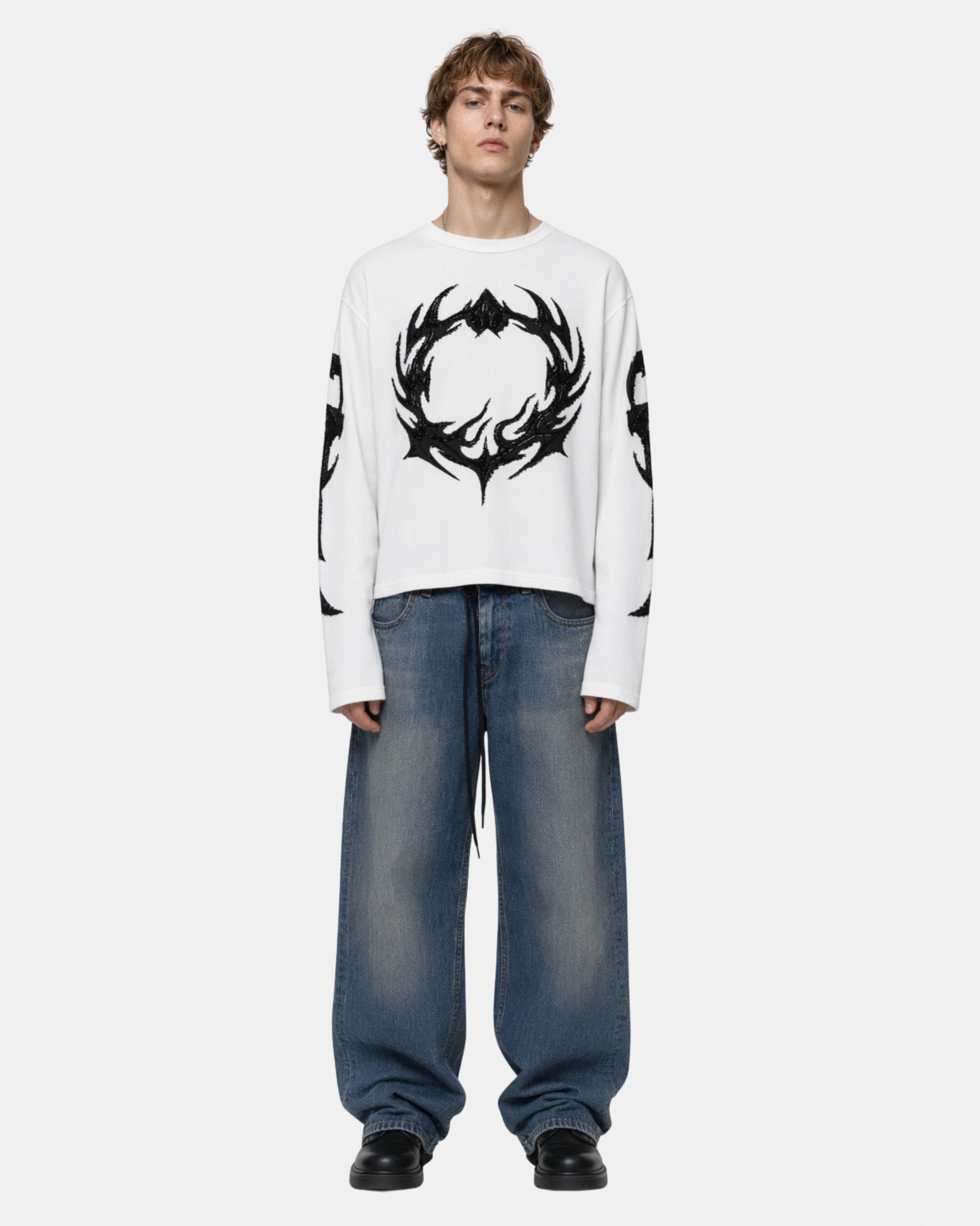 Flame Knit White Waffle