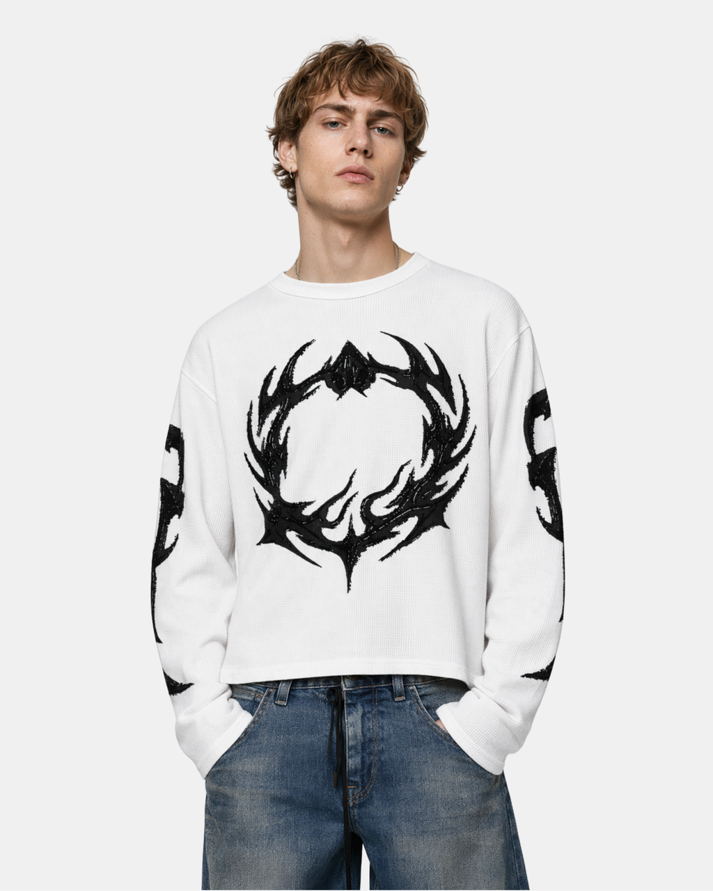 Flame Knit White Waffle