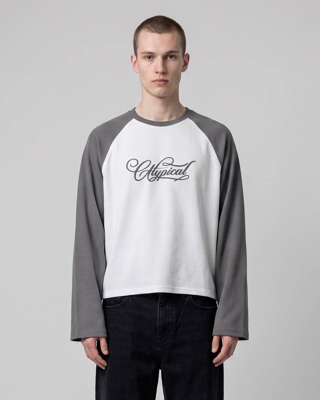Raglan Waffle Sleeves Grey