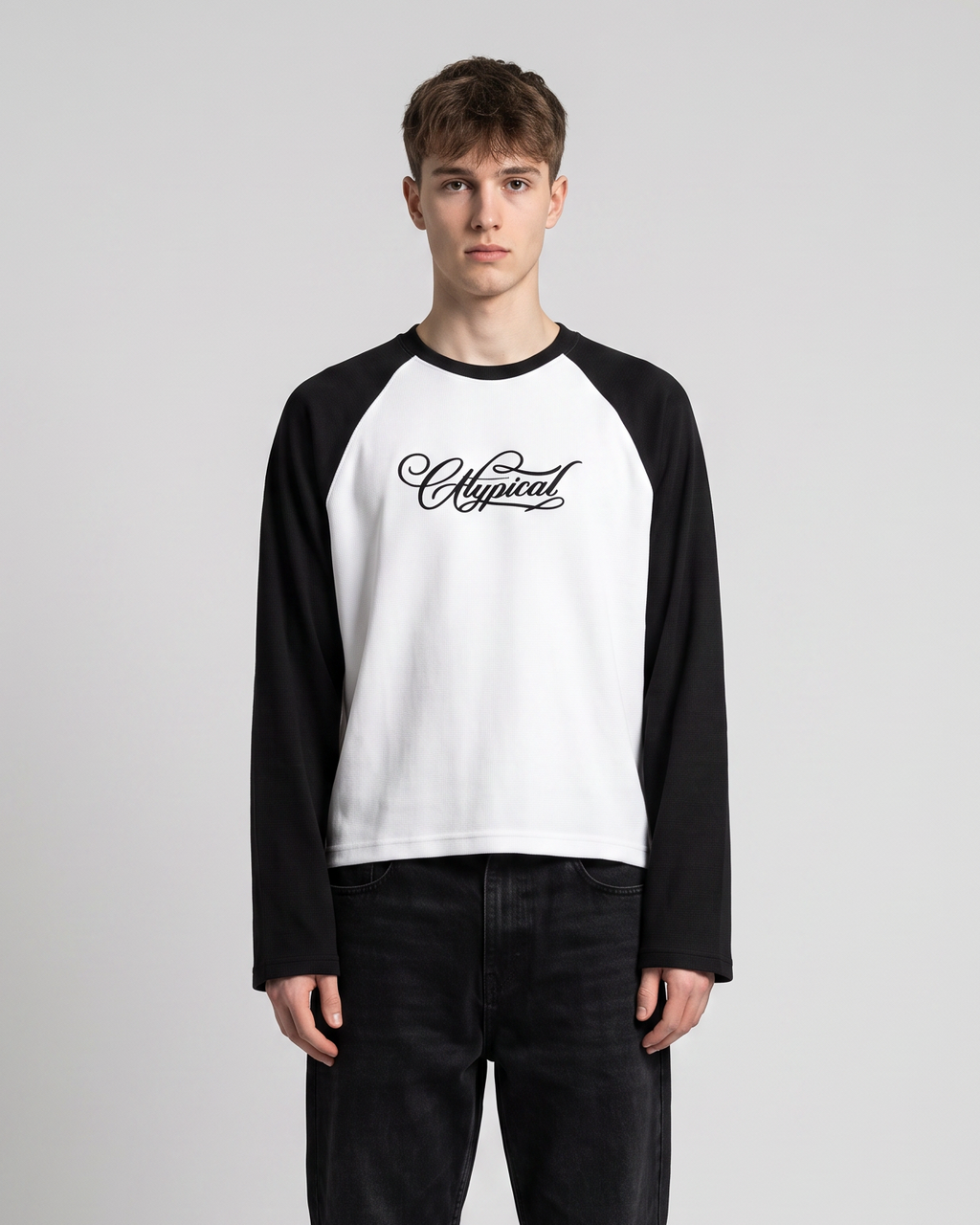 Raglan Waffle Sleeves Black