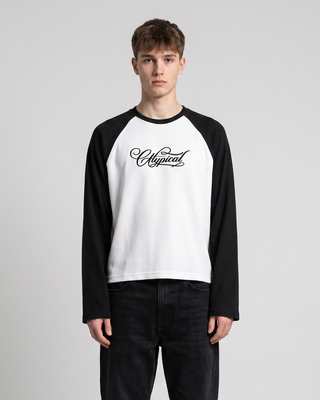 Raglan Waffle Sleeves Black