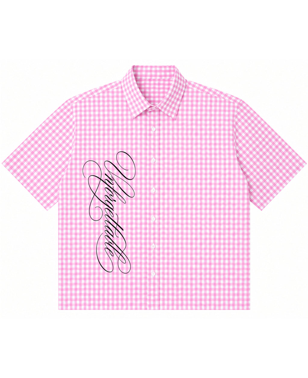 Pink Gingham Oxford Boxy Shirt Front Design