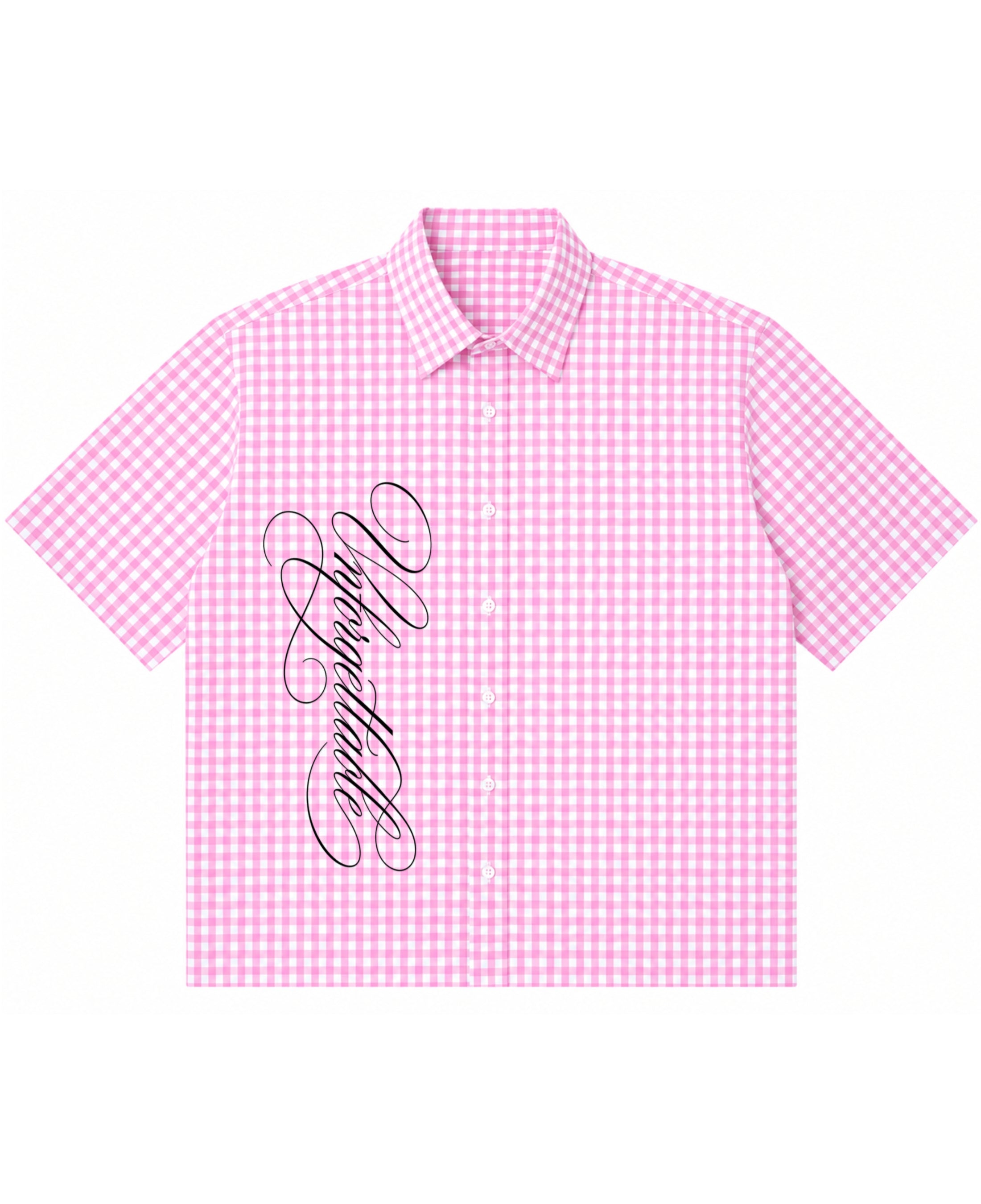 Pink Gingham Oxford Boxy Shirt Front Design