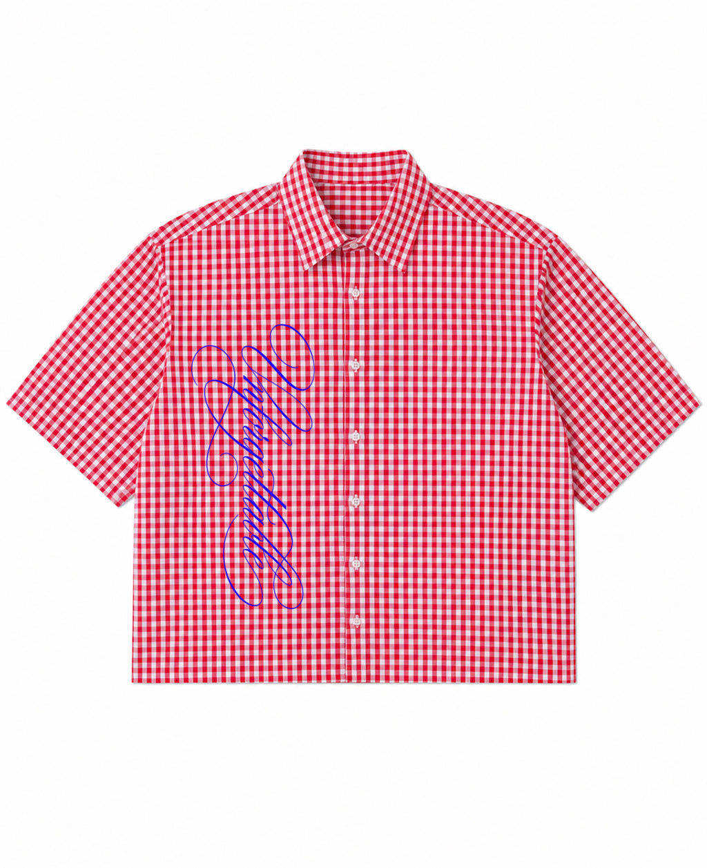 Red Picnic Oxford Boxy Shirt Front Design